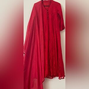 Red anarkali maxi 2 piece